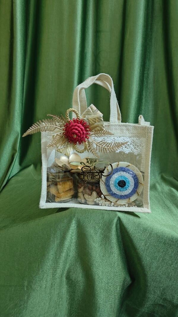 DGHamper - 102 | Red Rose Diwali Gift Hamper with Lotus Candle & Evil Eye Charm | Blessico - Image 2