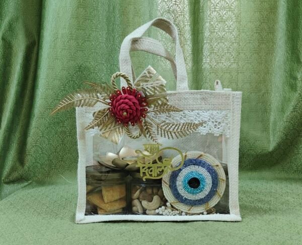 DGHamper - 102 | Red Rose Diwali Gift Hamper with Lotus Candle & Evil Eye Charm | Blessico - Image 3